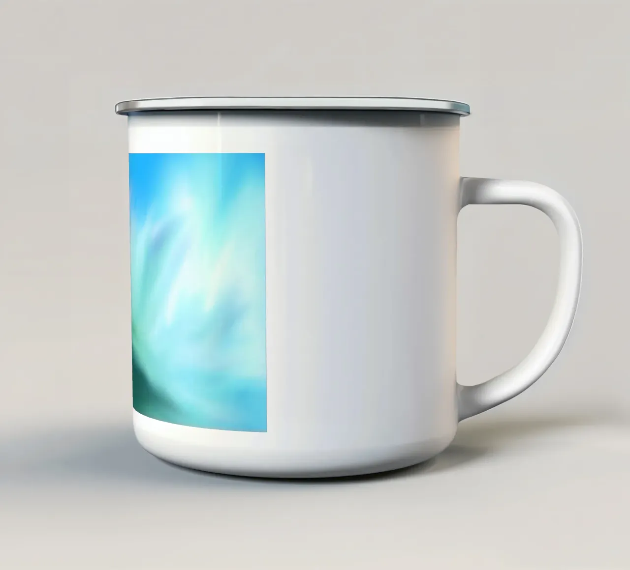 Piccolo fiore bianco su sfondo blu, come un acquerello tazza in smalto da Something for you