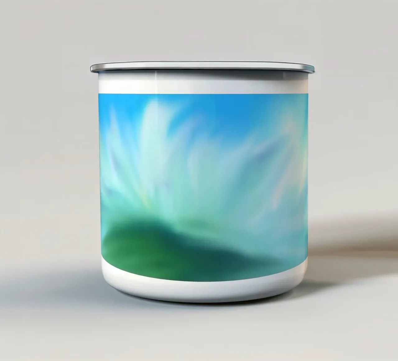 Piccolo fiore bianco su sfondo blu, come un acquerello tazza in smalto da Something for you