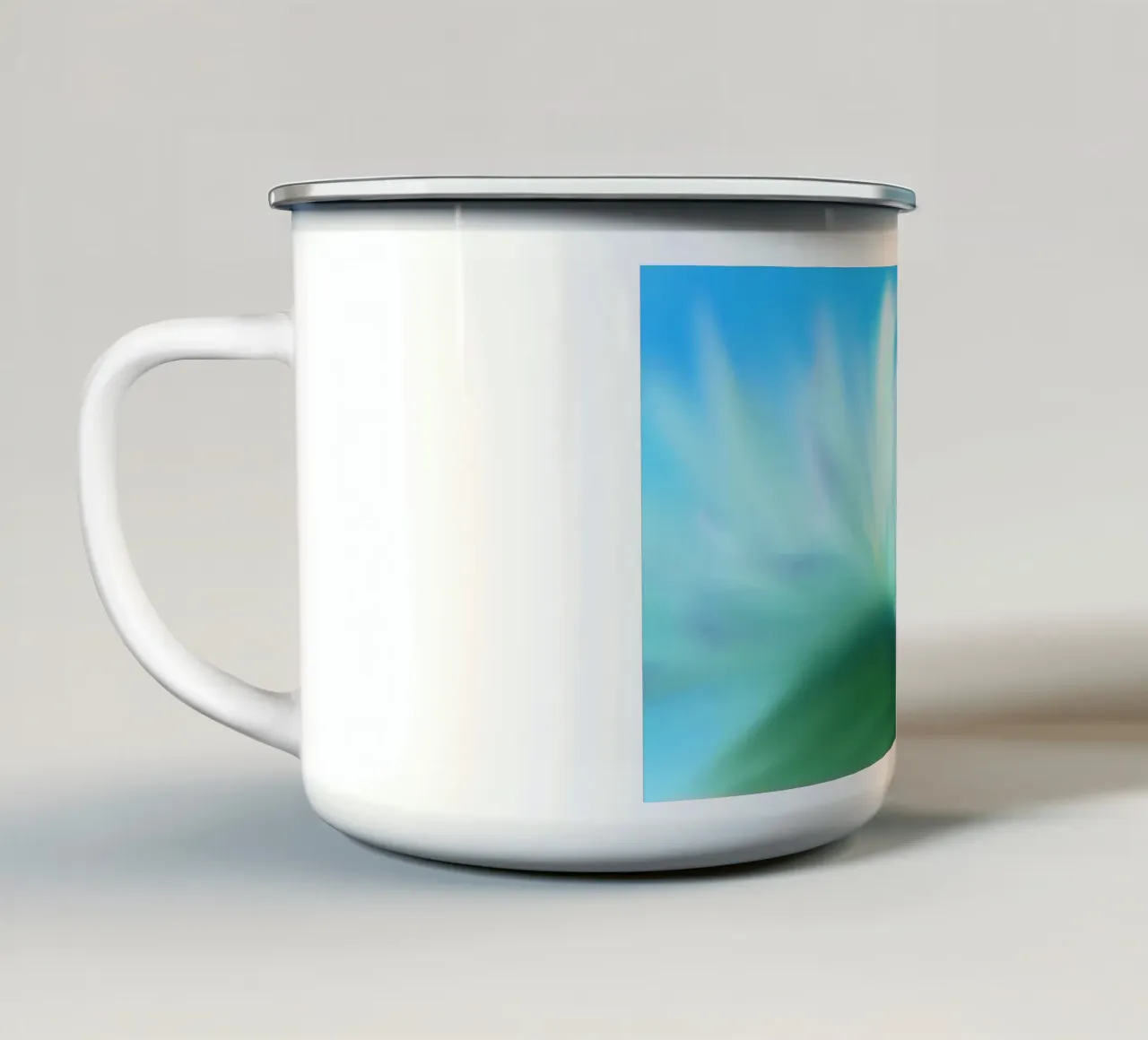 Piccolo fiore bianco su sfondo blu, come un acquerello tazza in smalto da Something for you