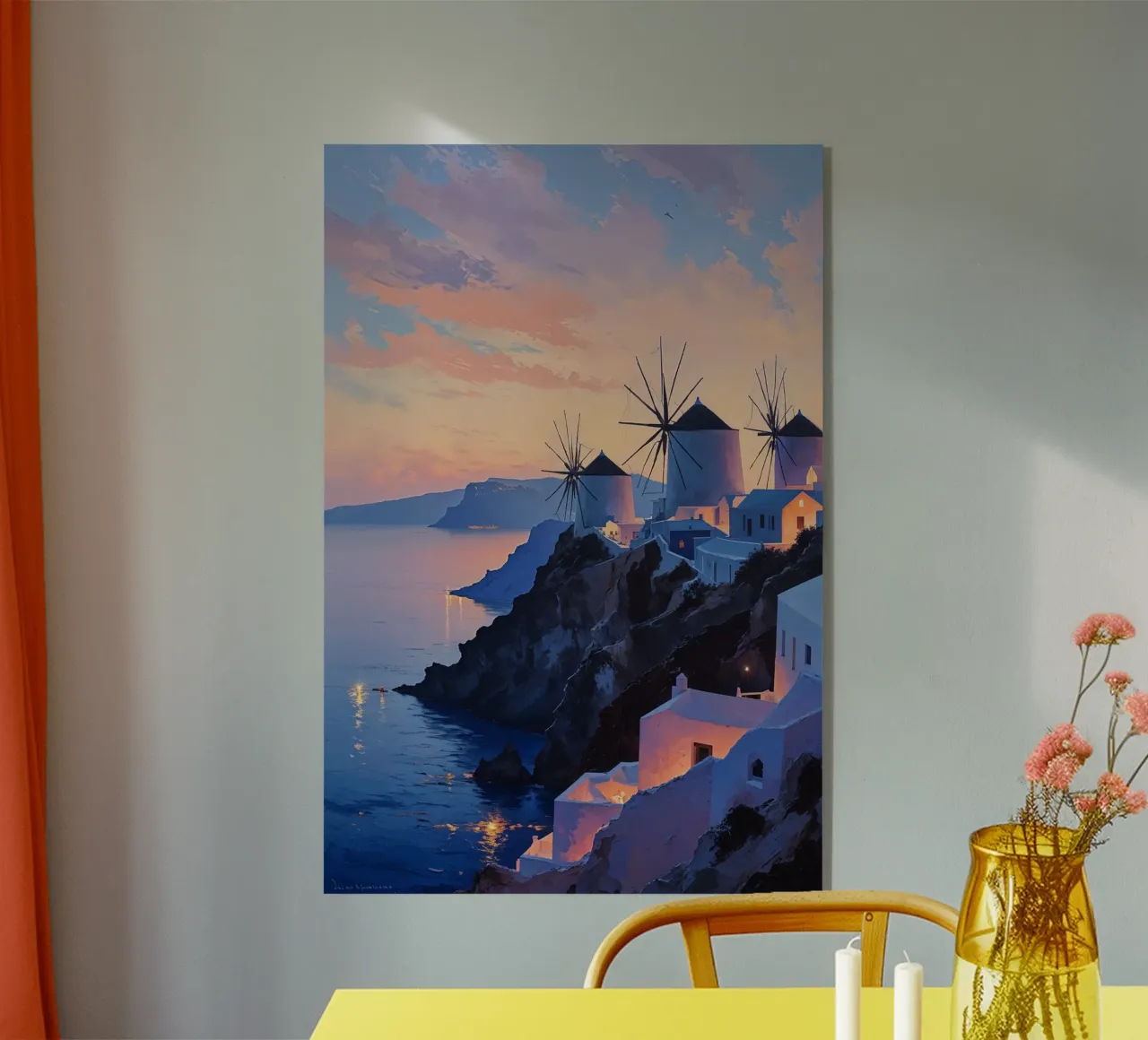 Santorini Windmills at Sunset plexiglass da AlbertKlee