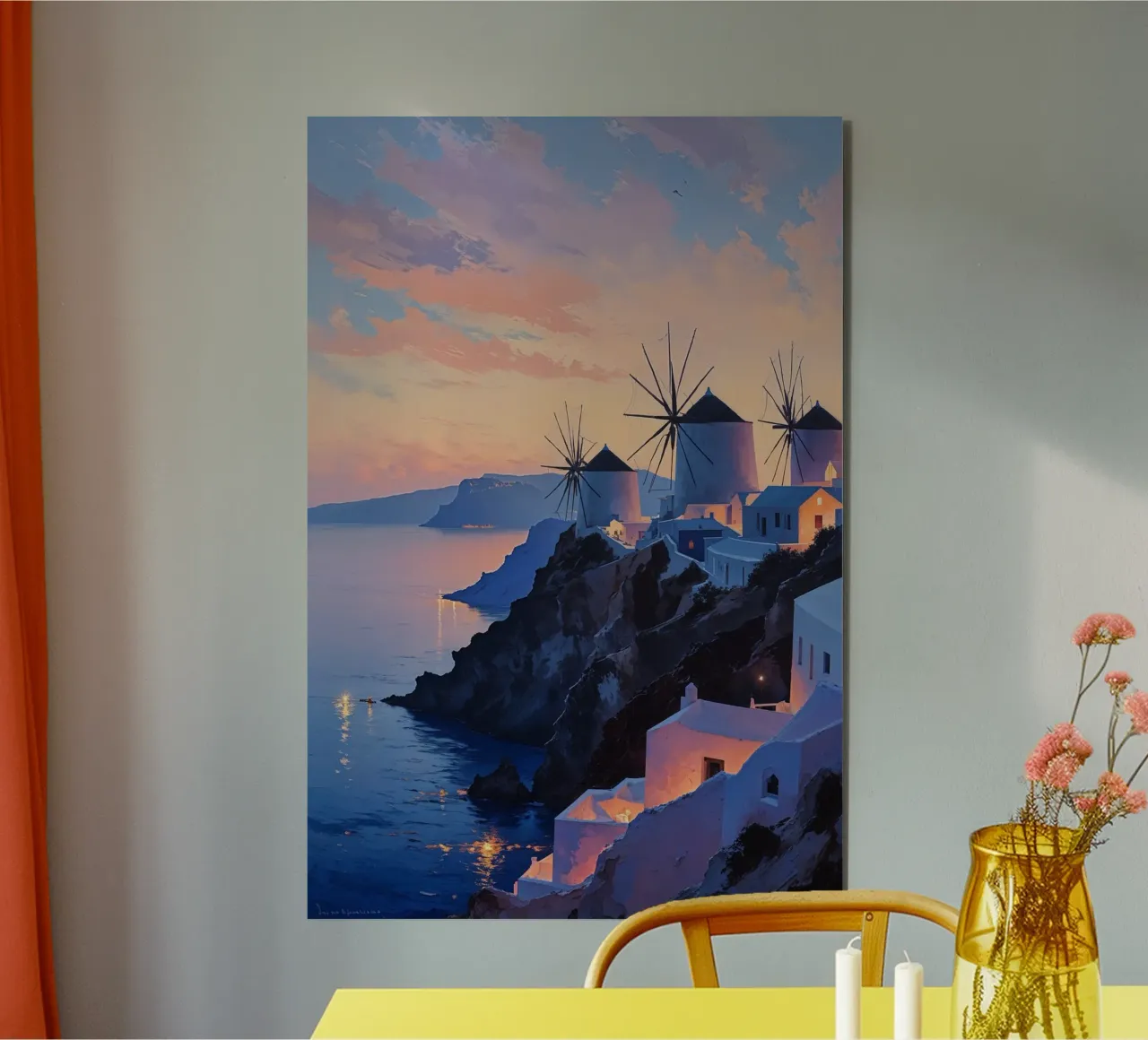 Santorini Windmills at Sunset alluminio dibond da AlbertKlee