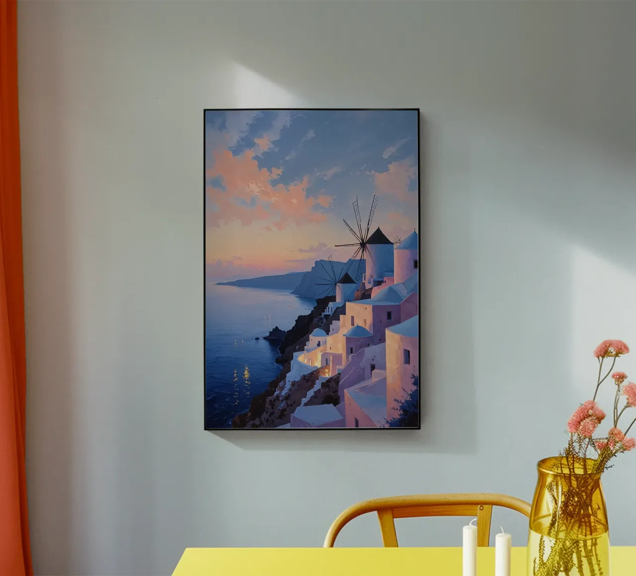 Santorini's Windmills and Sunset Glow plexiglass da AlbertKlee