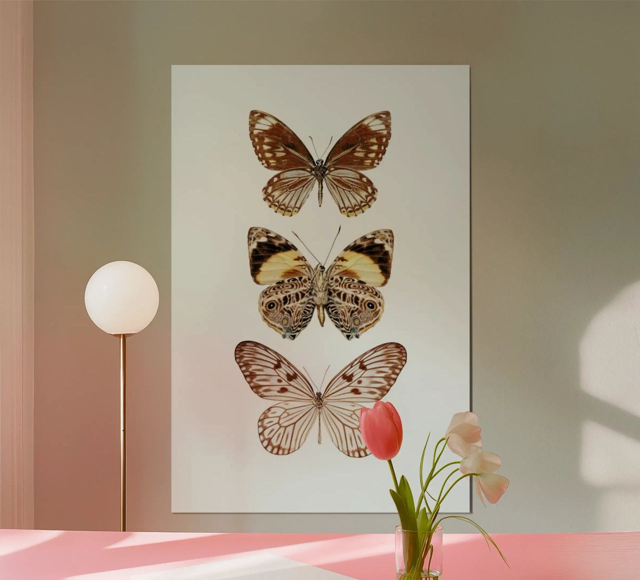 Erdige Eleganz: Drei Schmetterlinge Poster Poster von Curious Collections by Marielle Leenders