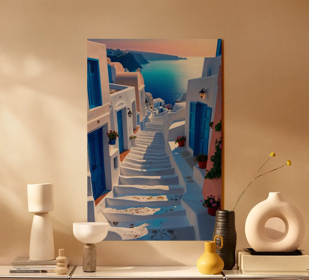 Whitewashed Steps to the Aegean in Santorini plexiglass da AlbertKlee