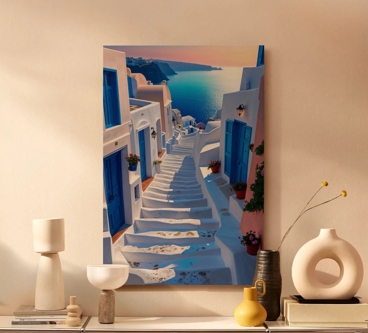 Whitewashed Steps to the Aegean in Santorini pannello forex da AlbertKlee