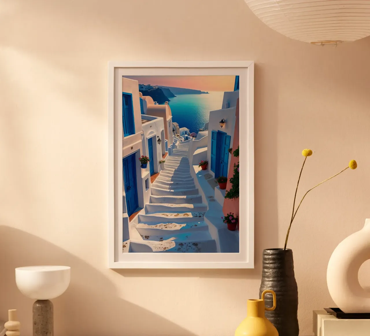 Whitewashed Steps to the Aegean in Santorini Hahnemühle von AlbertKlee