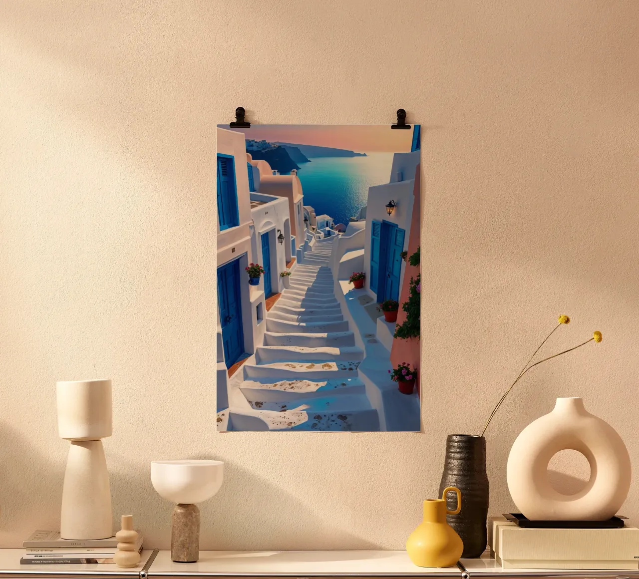 Whitewashed Steps to the Aegean in Santorini carta hahnemühle da AlbertKlee