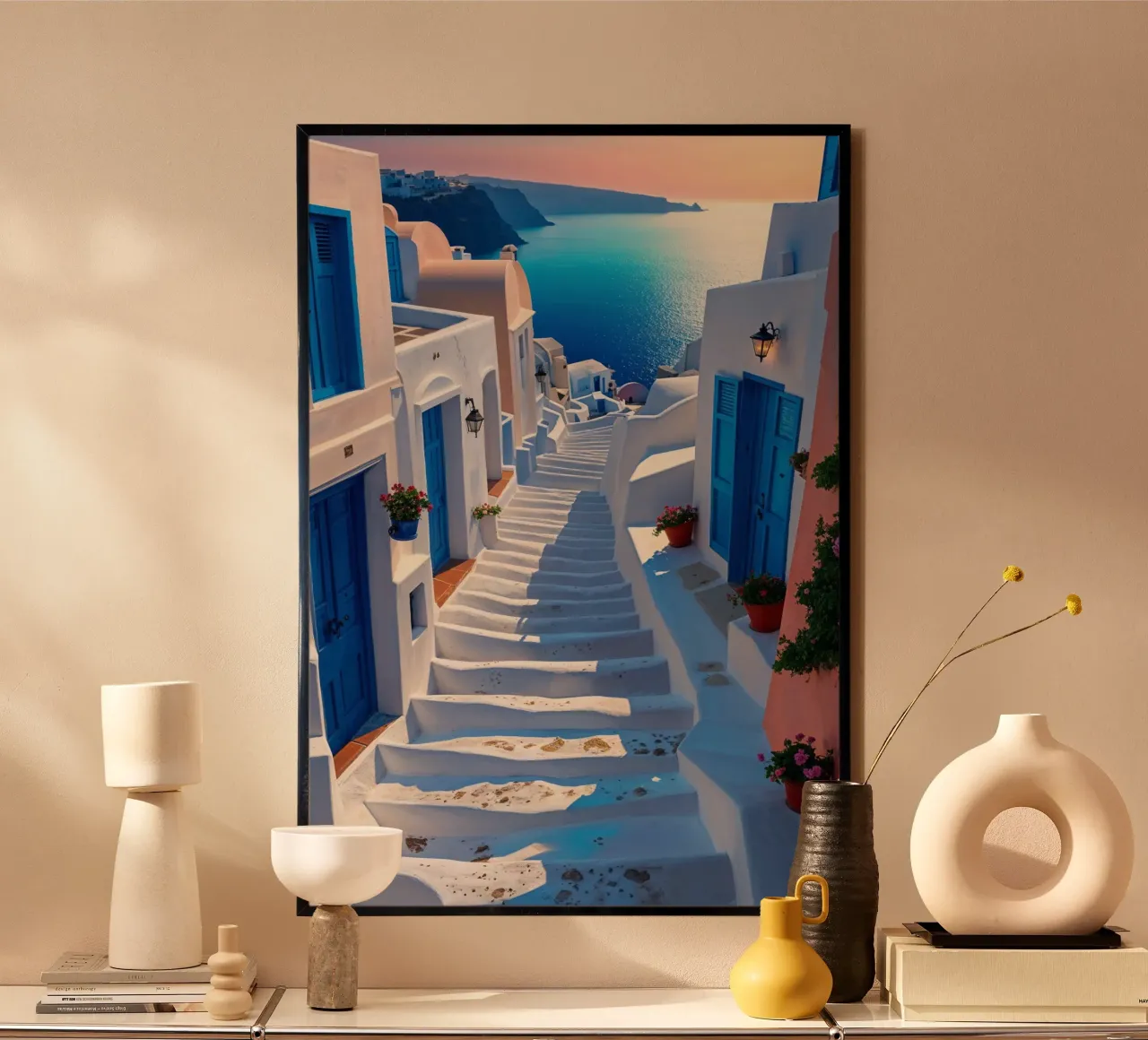 Whitewashed Steps to the Aegean in Santorini Hahnemühle von AlbertKlee