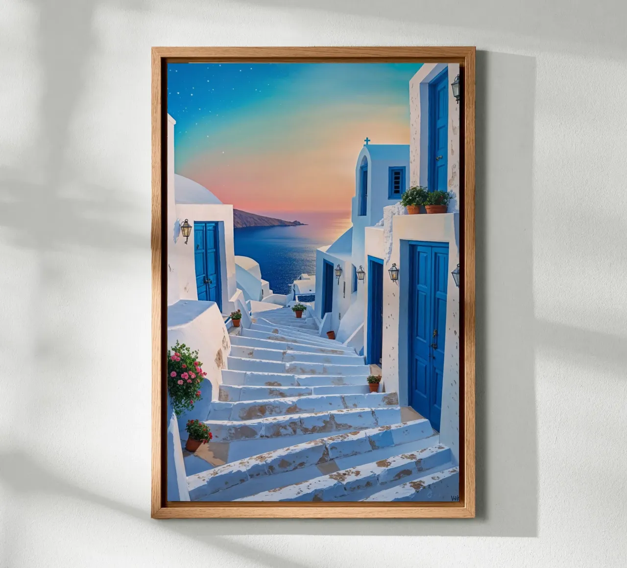 Sunlit Pathways of Santorini’s Charm canvas van AlbertKlee