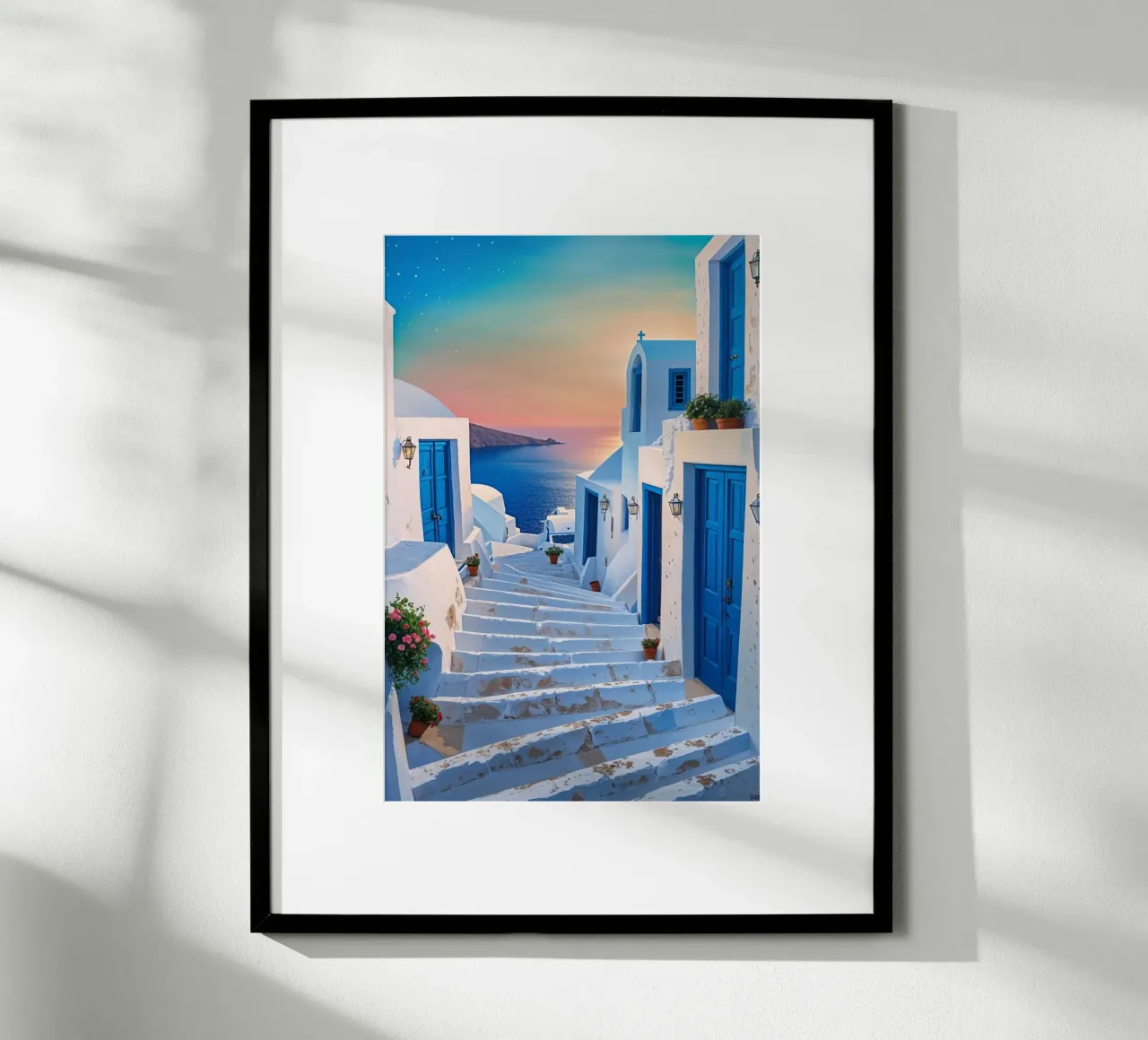 Sunlit Pathways of Santorini’s Charm carta hahnemühle da AlbertKlee