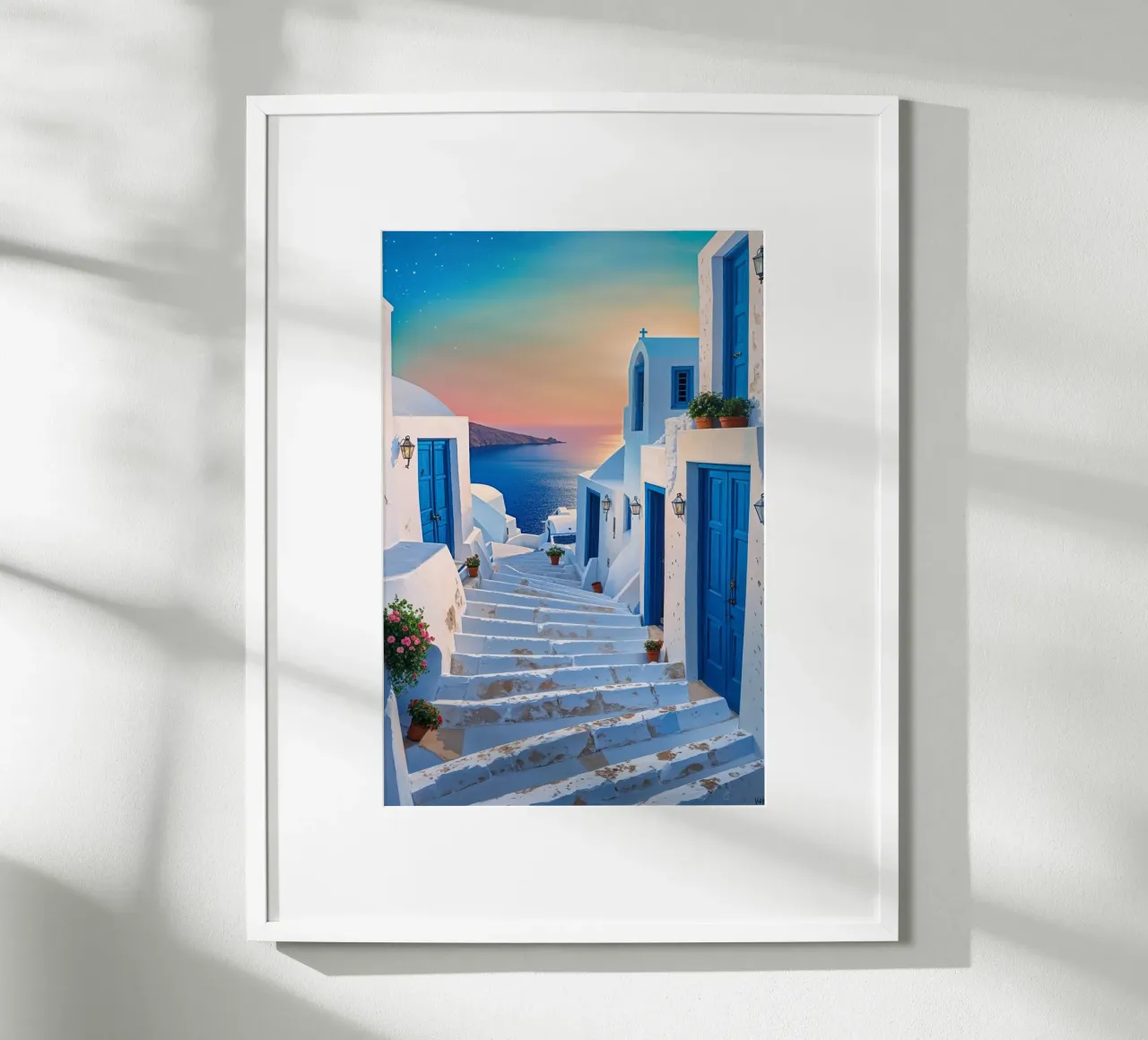 Sunlit Pathways of Santorini’s Charm carta hahnemühle da AlbertKlee