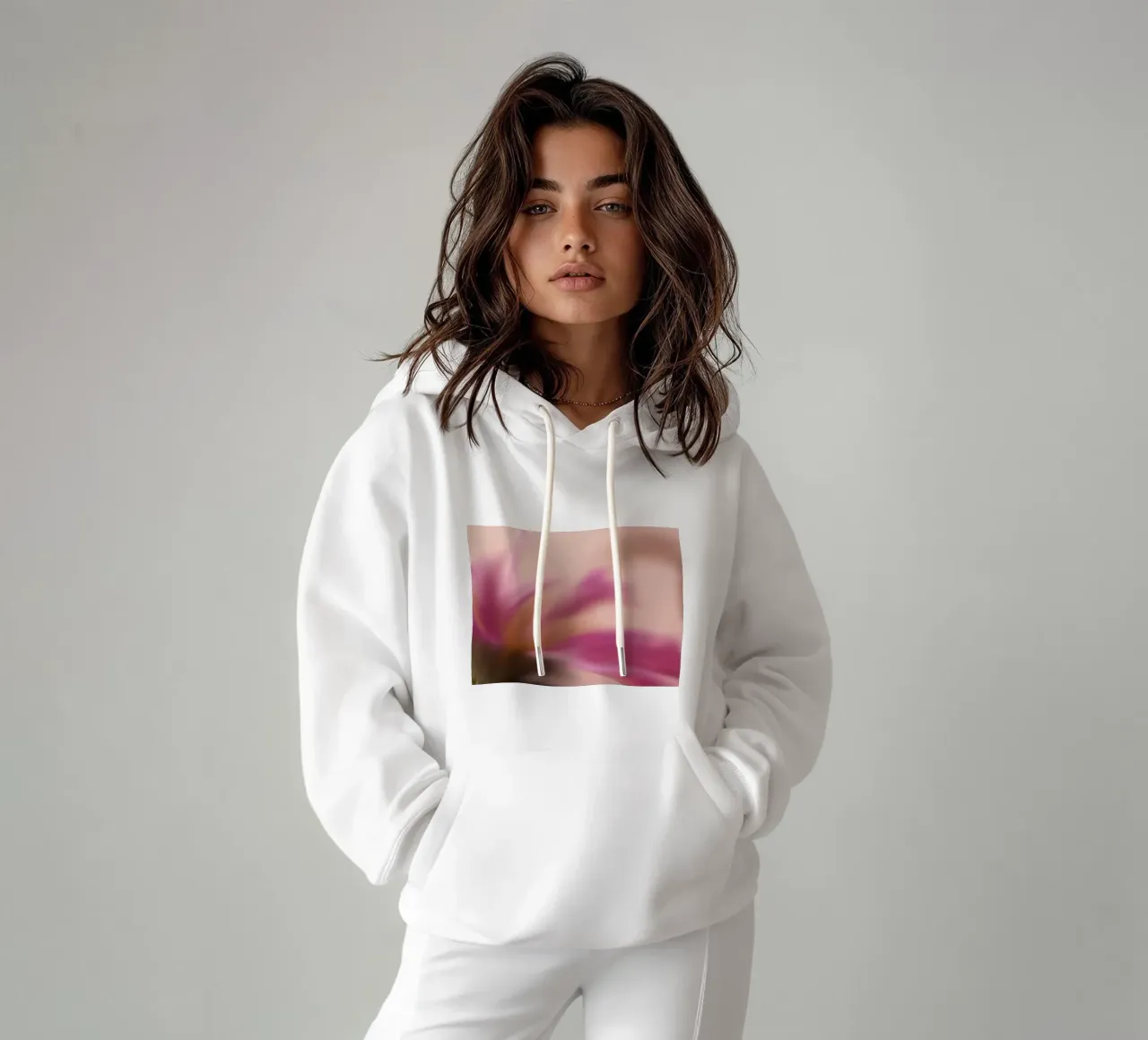 Fiore rosa sfocato, simile all'acquerello felpa con cappuccio da Something for you
