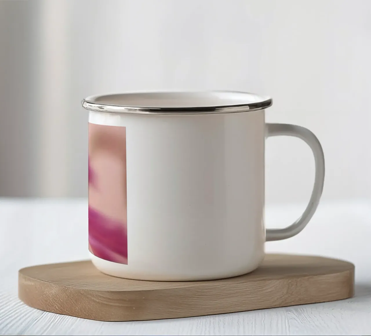 Fiore rosa sfocato, simile all'acquerello tazza in smalto da Something for you