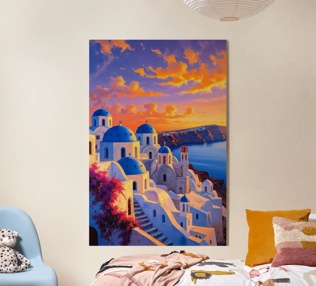 Santorini’s Blue Domes at Twilight plexiglass da AlbertKlee