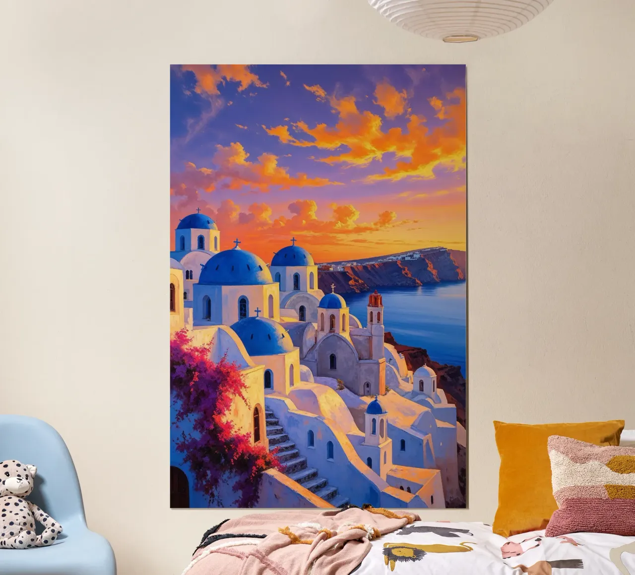 Santorini’s Blue Domes at Twilight carta hahnemühle da AlbertKlee