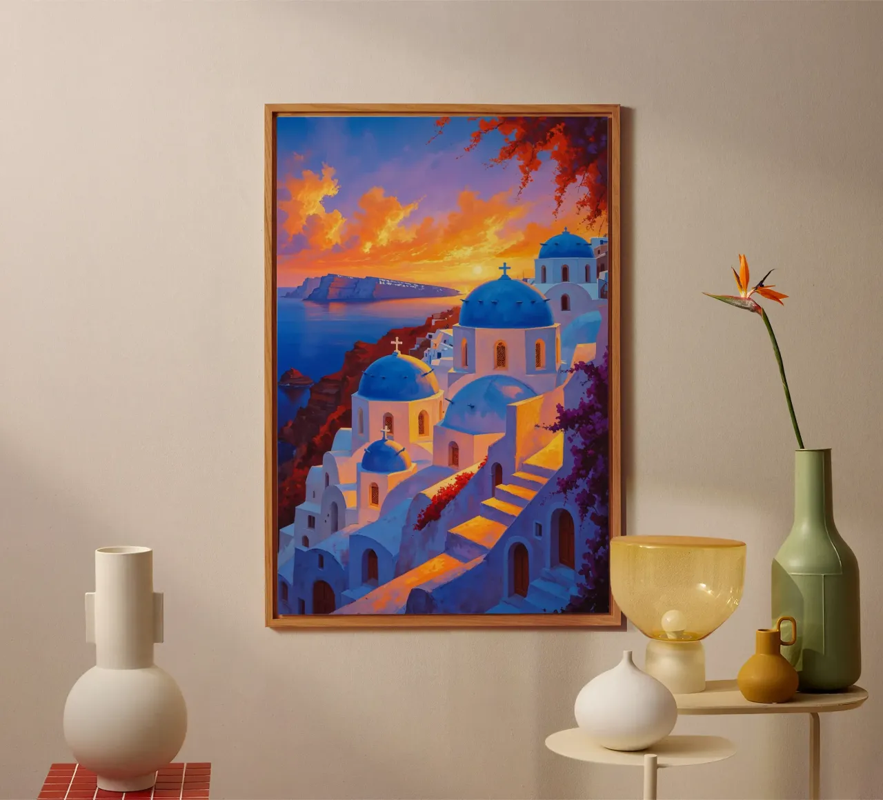 Golden Sunset Over Santorini’s Domes alluminio dibond da AlbertKlee