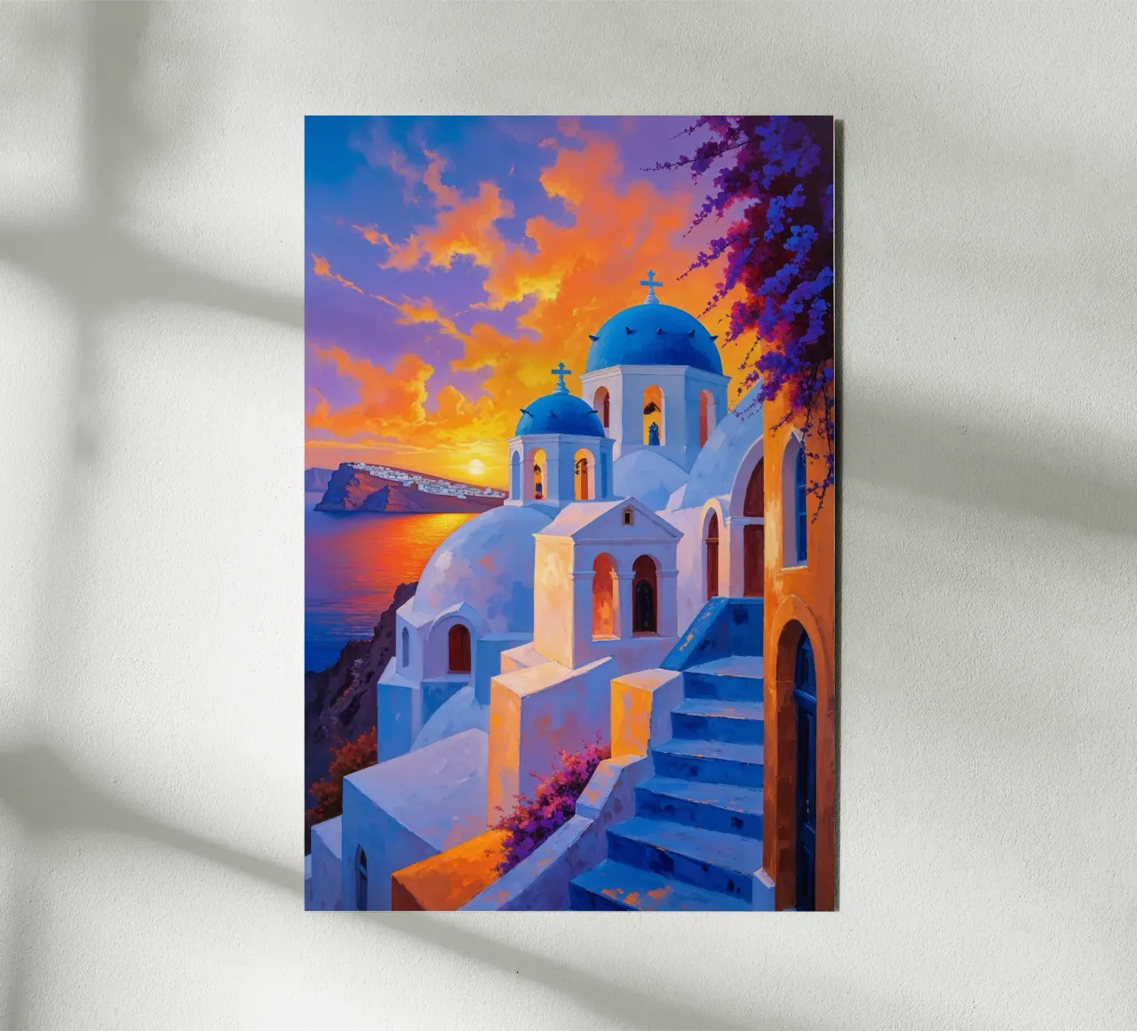 Santorini’s Charm: Sunset and Architecture alluminio dibond da AlbertKlee