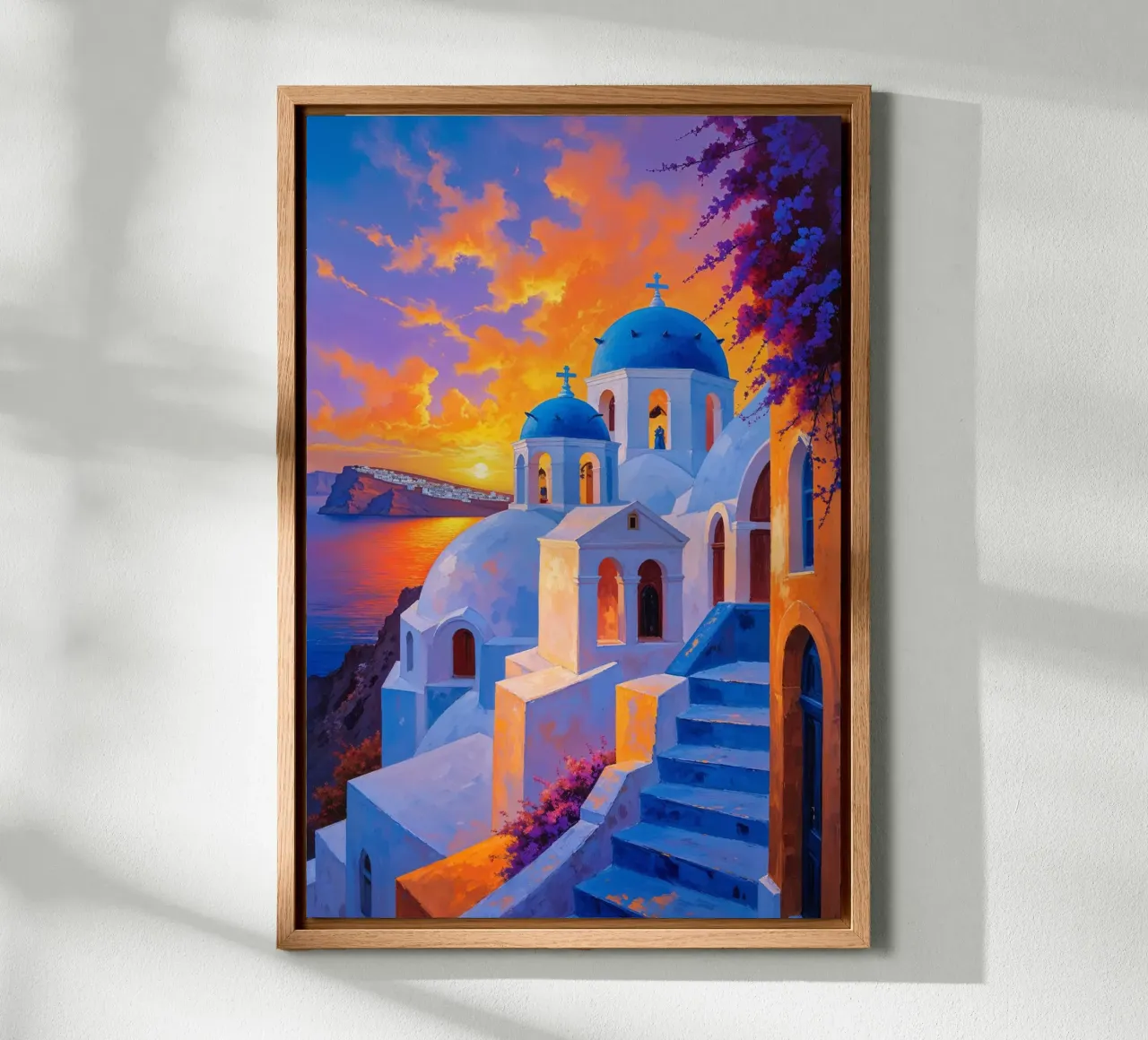 Santorini’s Charm: Sunset and Architecture canvas van AlbertKlee