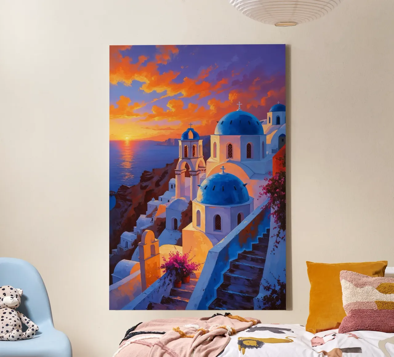 Santorini’s Sunset Serenity tela con Cornice a cassetta da AlbertKlee