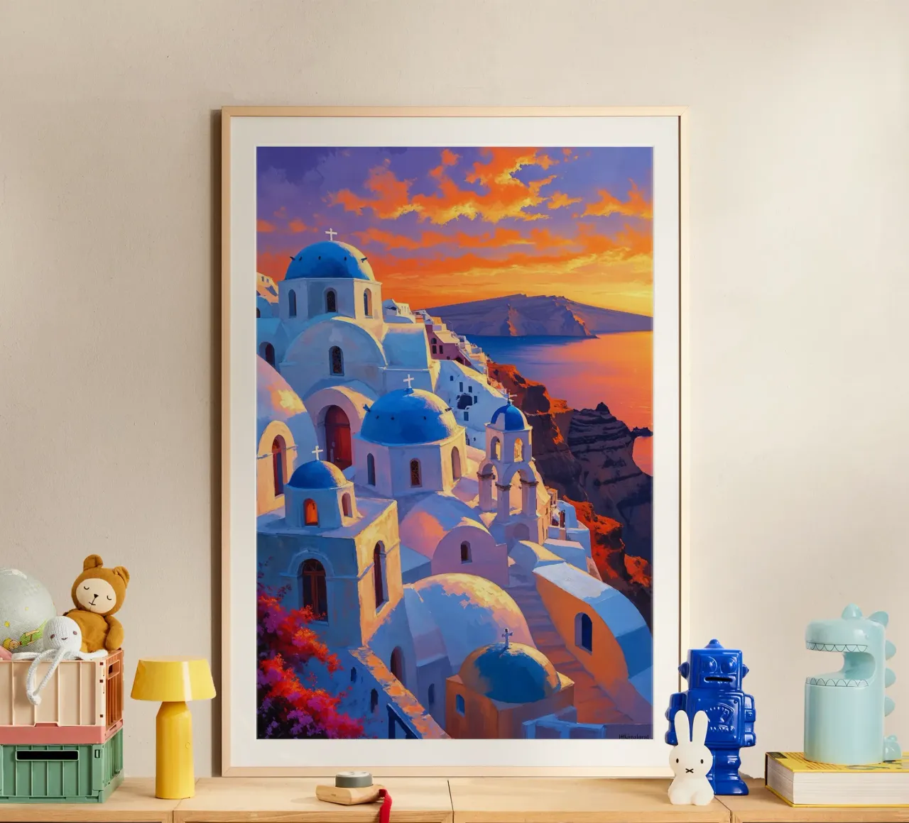 Sunset Glow over Santorini Domes carta hahnemühle da AlbertKlee