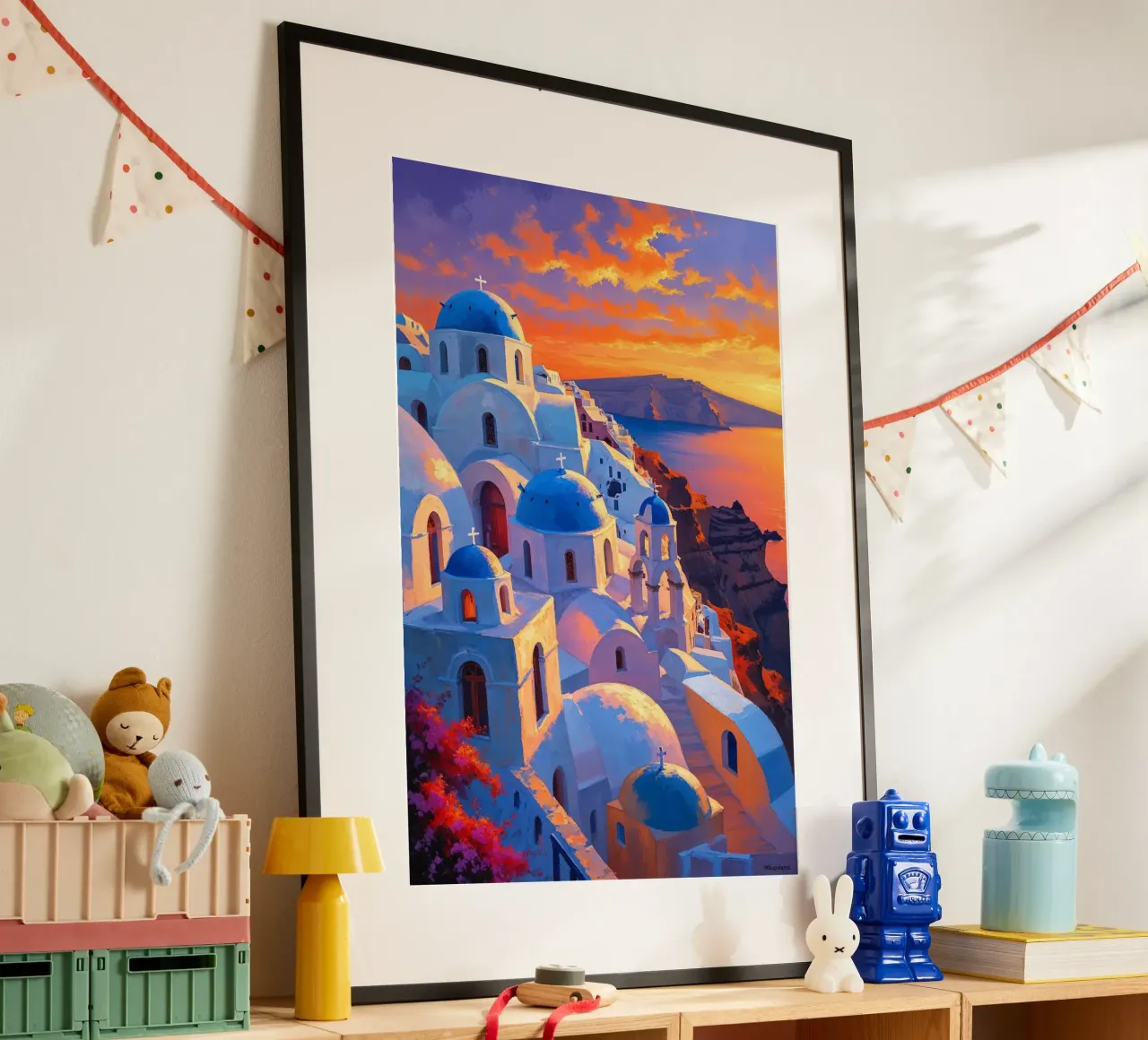 Sunset Glow over Santorini Domes carta hahnemühle da AlbertKlee