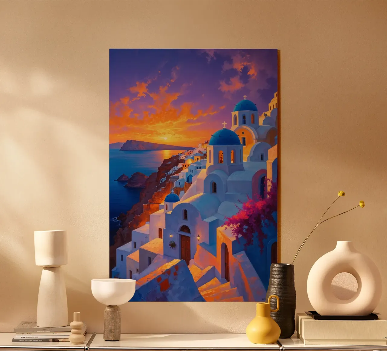 Sunset Serenity of Santorini Cliffs Acryl-Glas von AlbertKlee