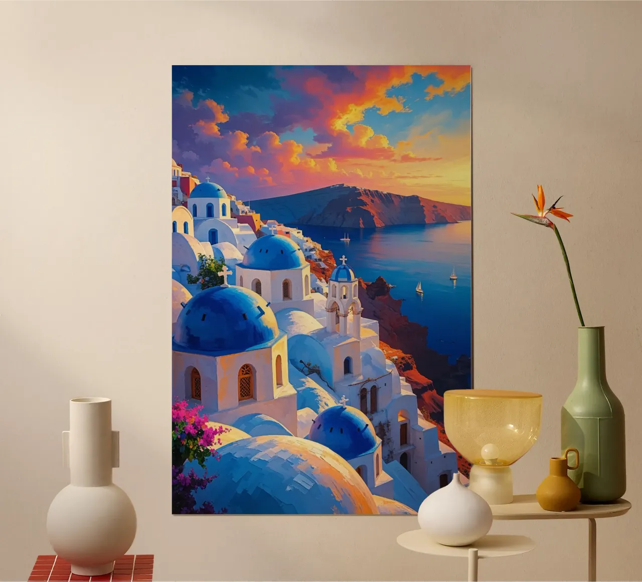 Santorini's Iconic Sunset Domes carta hahnemühle da AlbertKlee