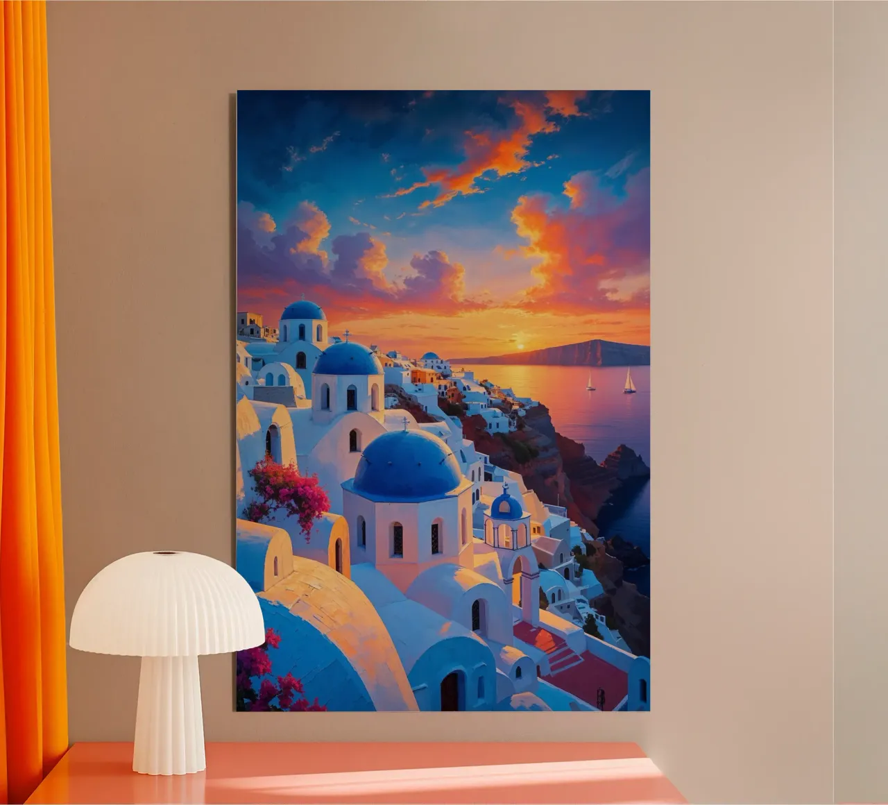 Twilight Serenity Over Santorini alluminio dibond da AlbertKlee