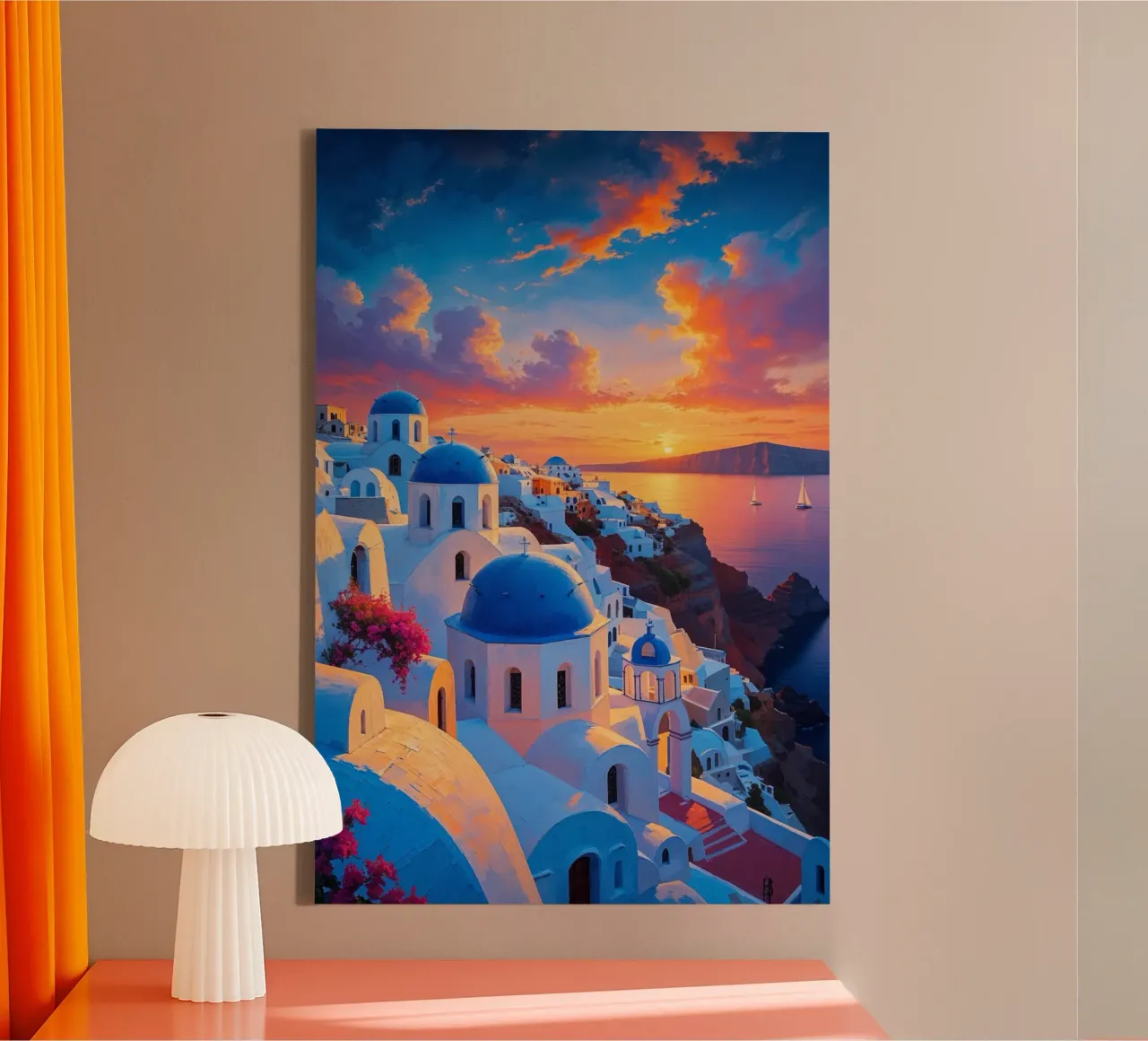 Twilight Serenity Over Santorini tela con Cornice a cassetta da AlbertKlee