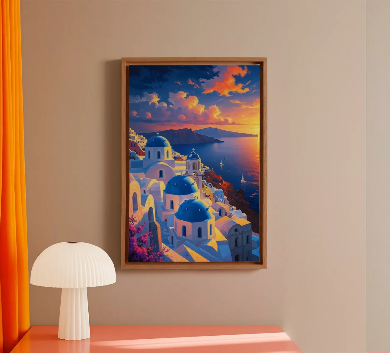 Santorini's Dreamy Horizon tela con Cornice a cassetta da AlbertKlee