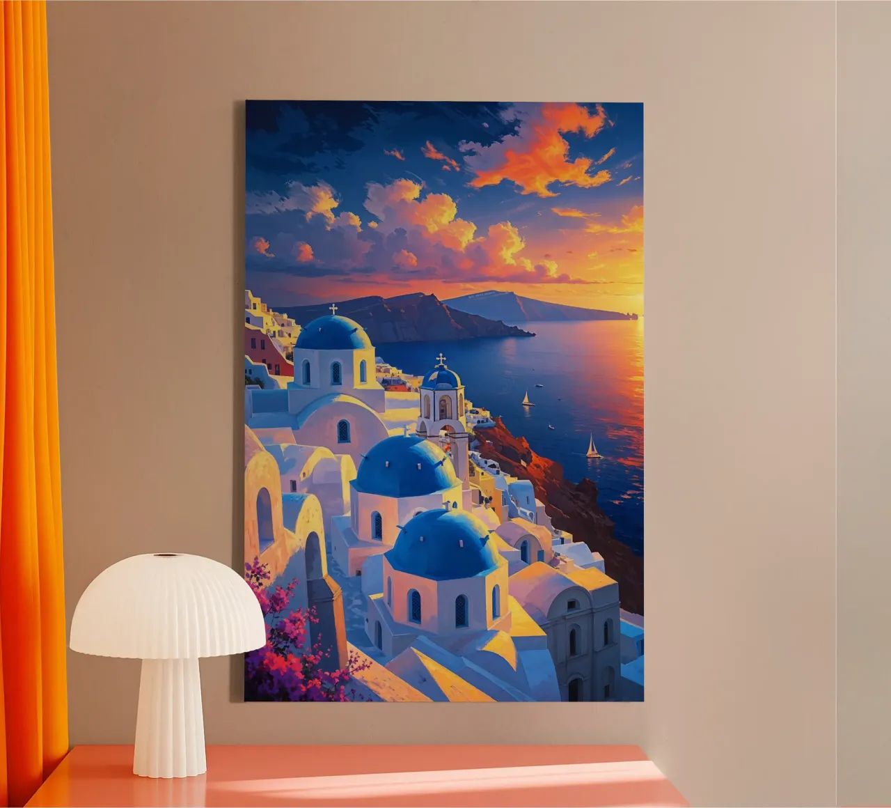 Santorini's Dreamy Horizon tela con Cornice a cassetta da AlbertKlee