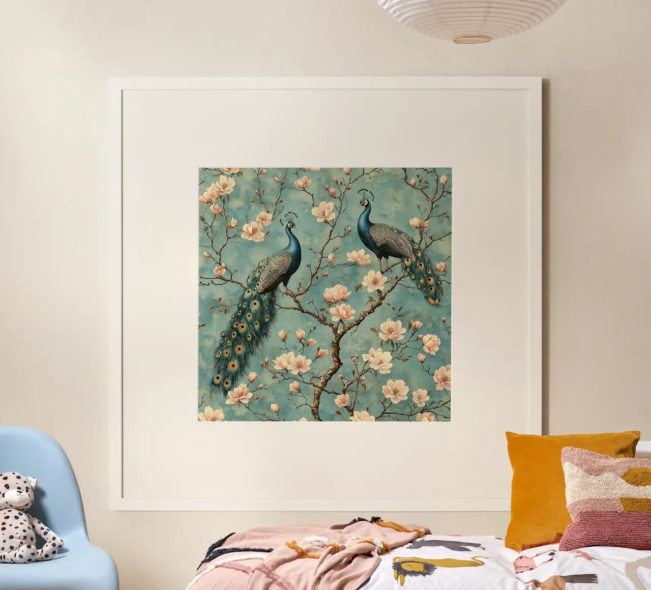 William Morris Pfau poster con telaio in legno da Botanical Art Studio