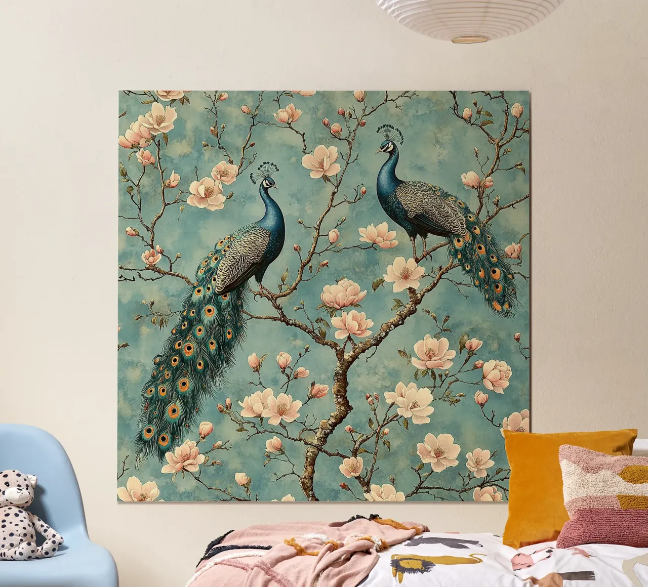 William Morris Pfau poster con telaio in legno da Botanical Art Studio