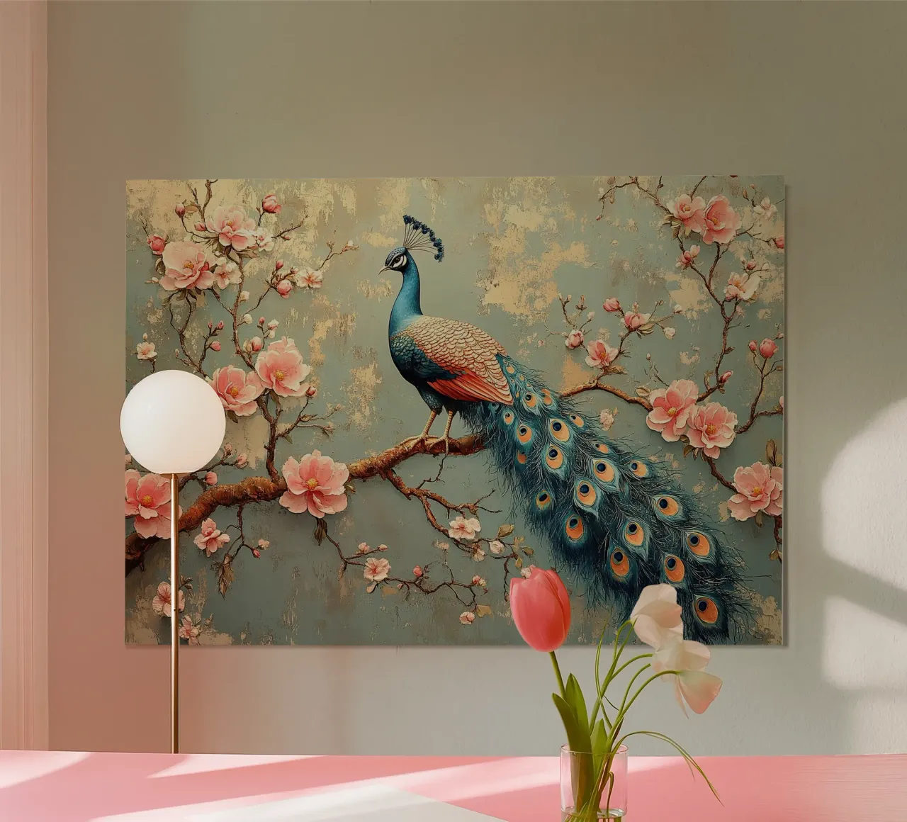 William Morris Pfau poster con telaio in legno da Botanical Art Studio