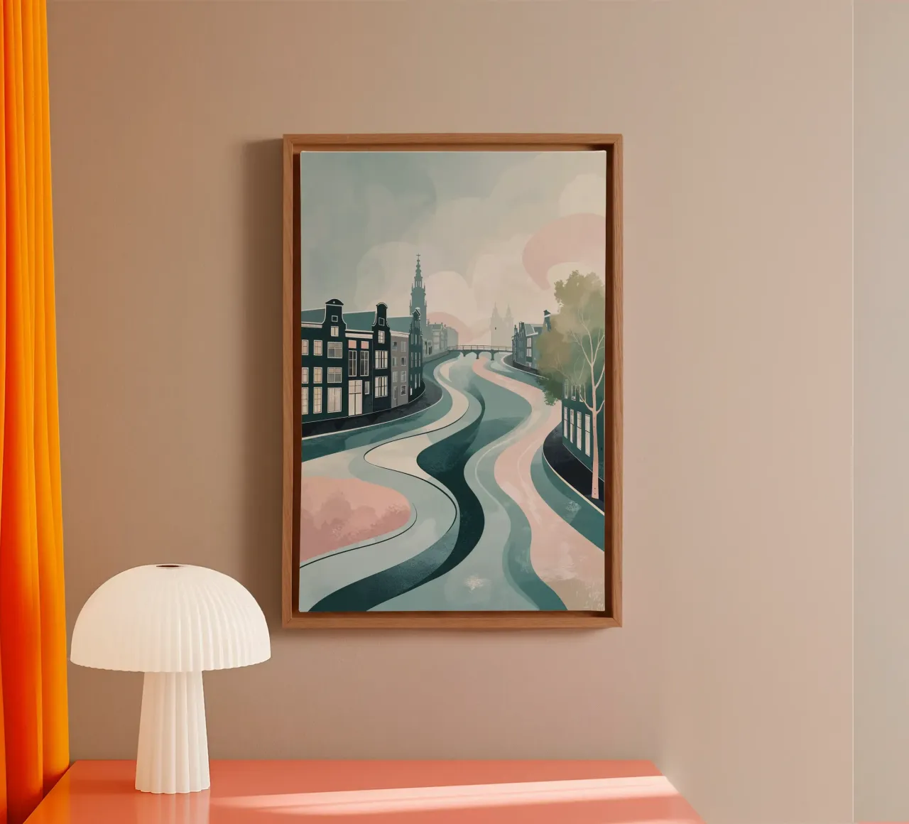 Amsterdam’s Flowing Winter Canals canvas with Floater frame by AlbertKlee