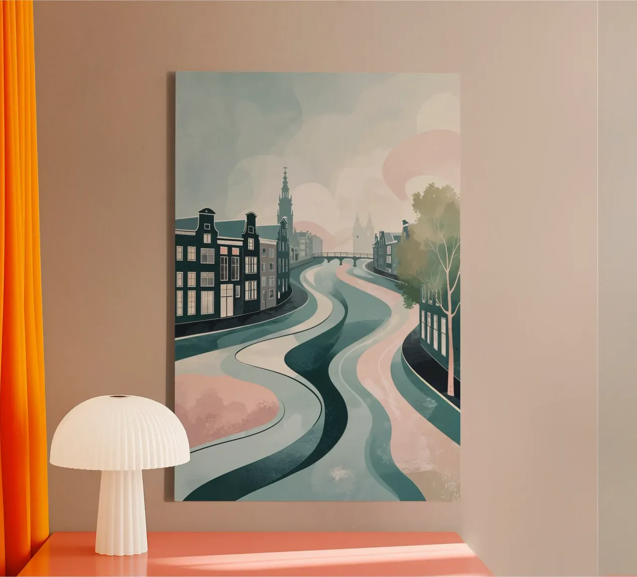 Amsterdam’s Flowing Winter Canals canvas with Floater frame by AlbertKlee