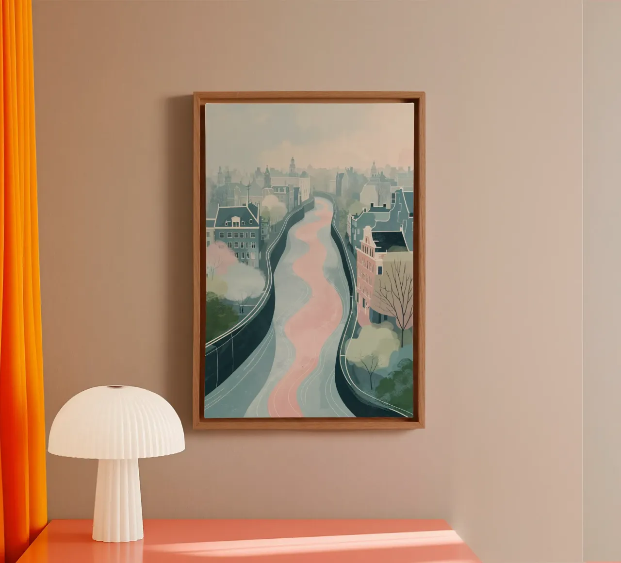 Curved Waterways of Amsterdam canvas met Baklijst van AlbertKlee
