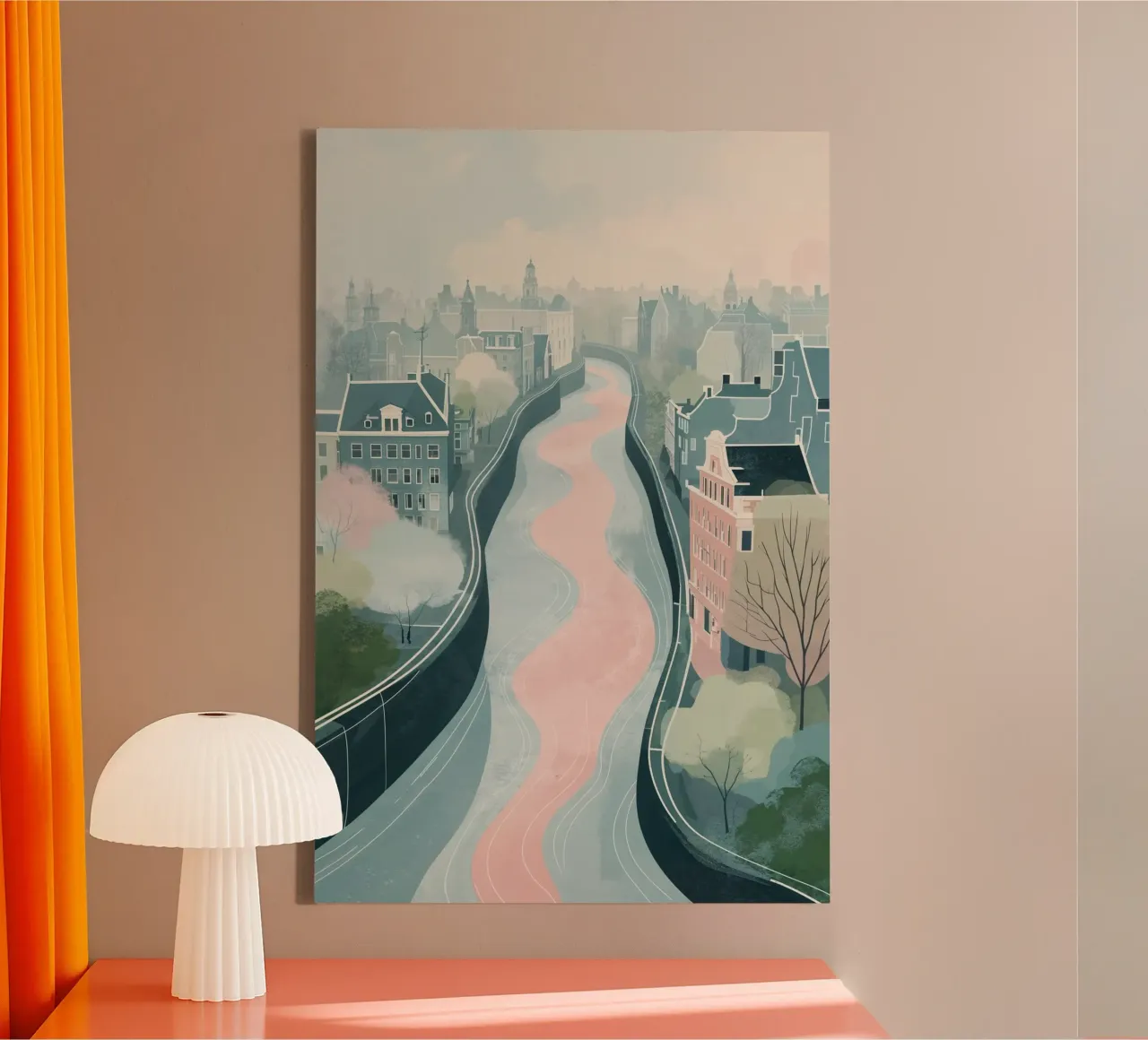 Curved Waterways of Amsterdam canvas met Baklijst van AlbertKlee