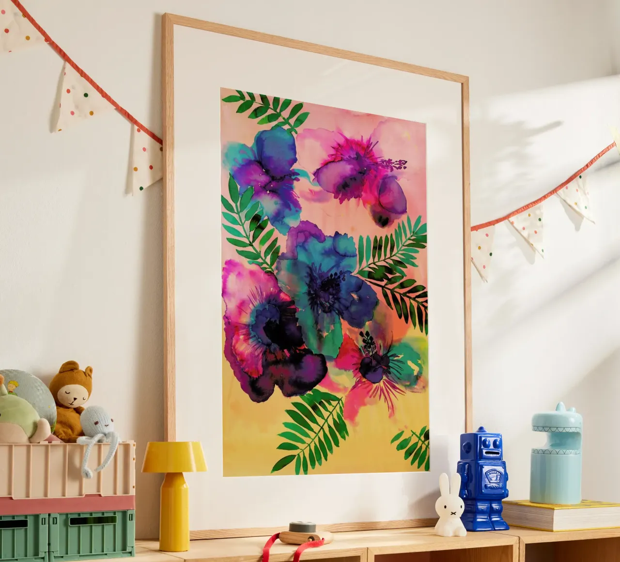Skye Hibiscus Floral poster con telaio in legno da Amy Sia
