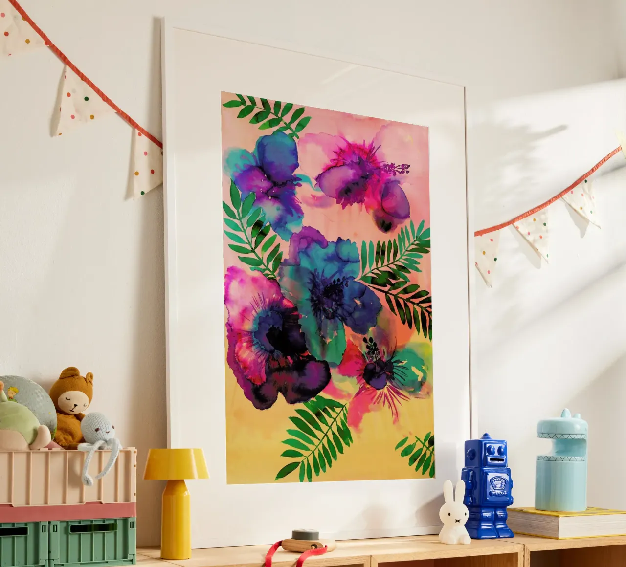 Skye Hibiscus Floral poster con telaio in legno da Amy Sia