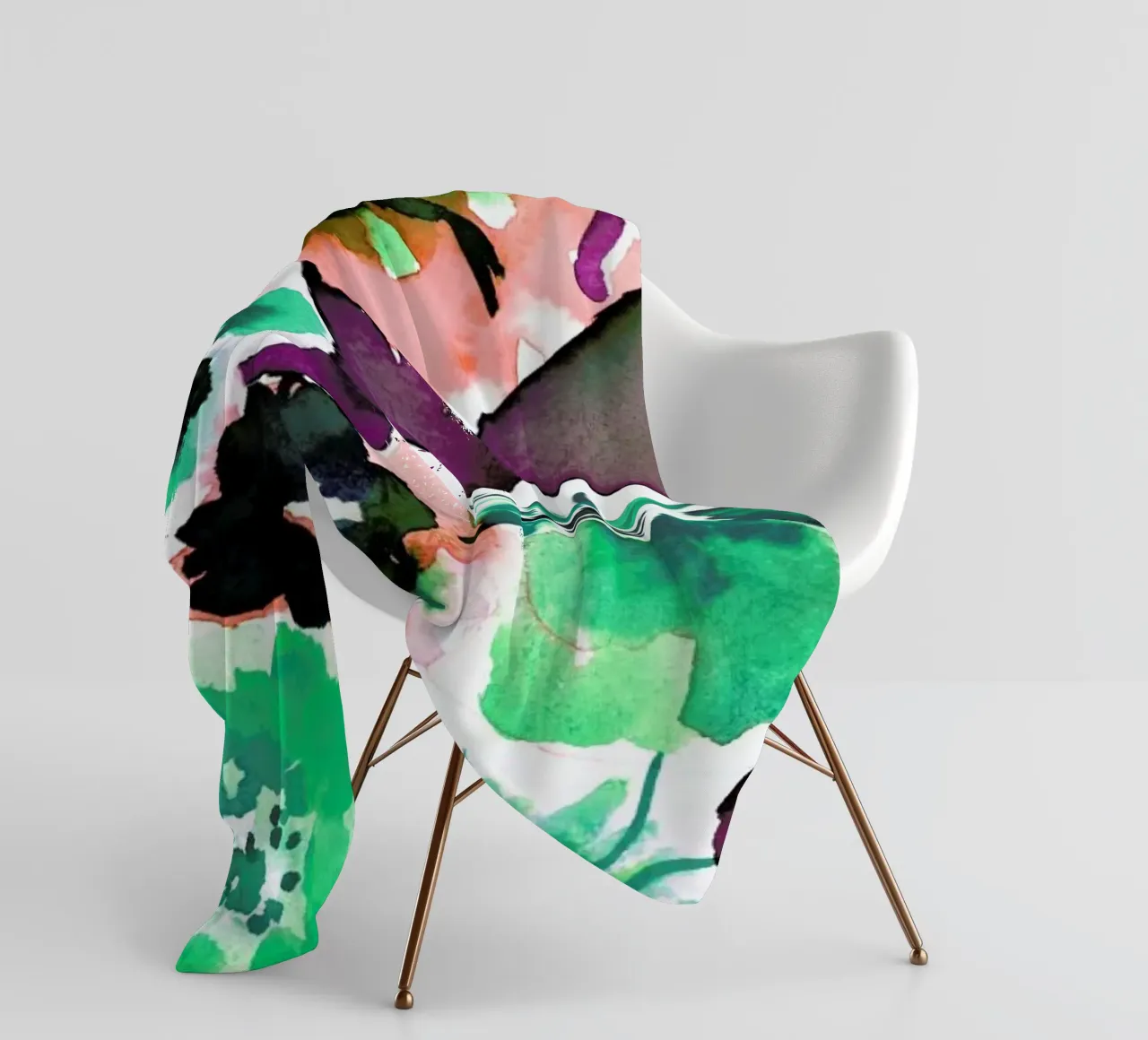 Zoe Floral Ocean Green fleece blanket by Amy Sia