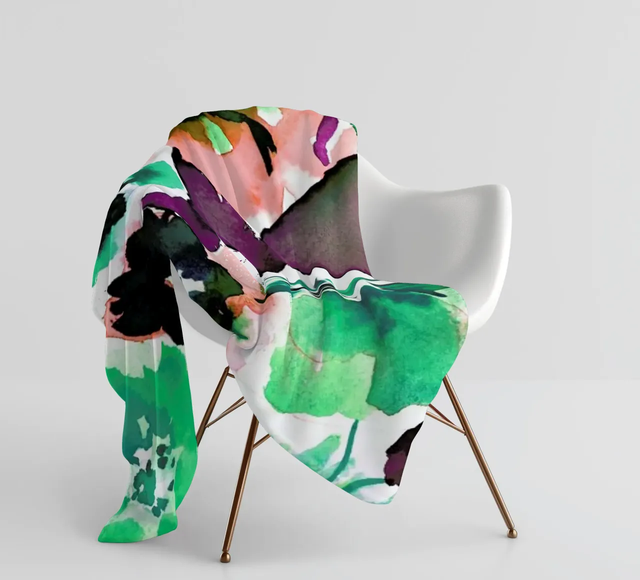 Zoe Floral Ocean Green fleece blanket by Amy Sia