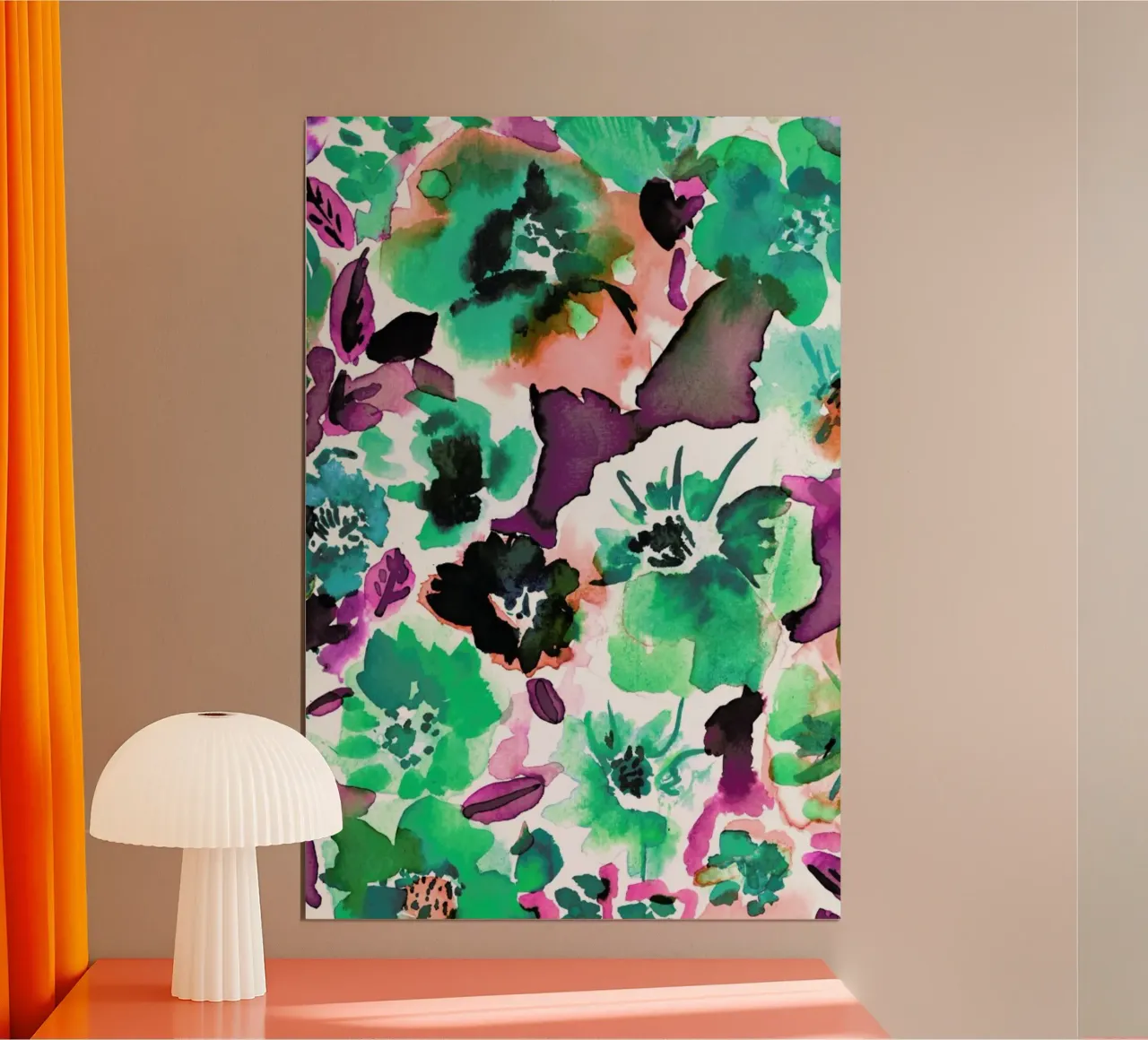 Zoe Floral Ocean Green poster con telaio in plastica da Amy Sia