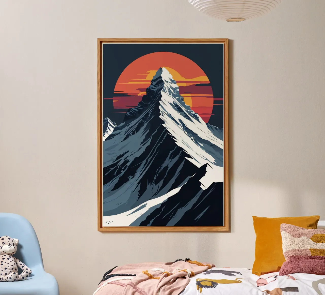 K2 Abstract Art with Fiery Sunset Glow alluminio dibond da AlbertKlee