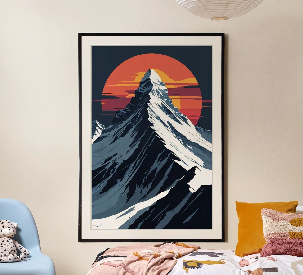K2 Abstract Art with Fiery Sunset Glow Poster von AlbertKlee
