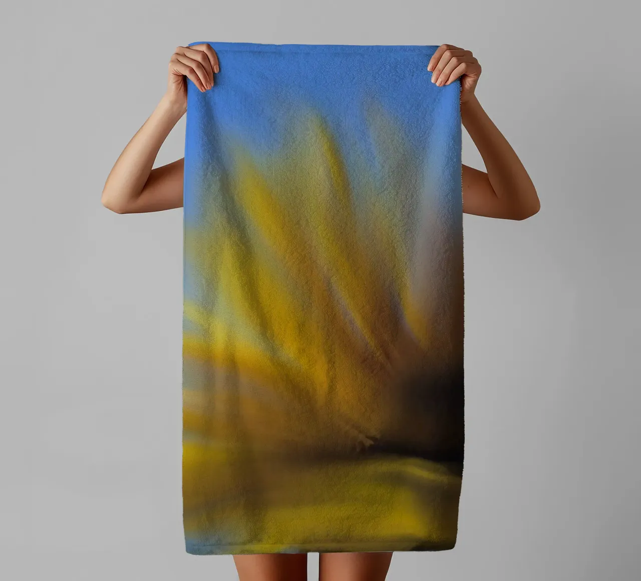 Girasole sfocato, simile all'acquerello asciugamano da bagno da Something for you