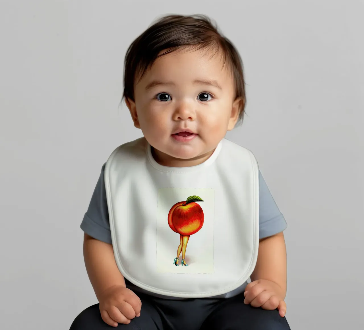 Fruit Stand - Peach baby bib by Kelly Gilleran