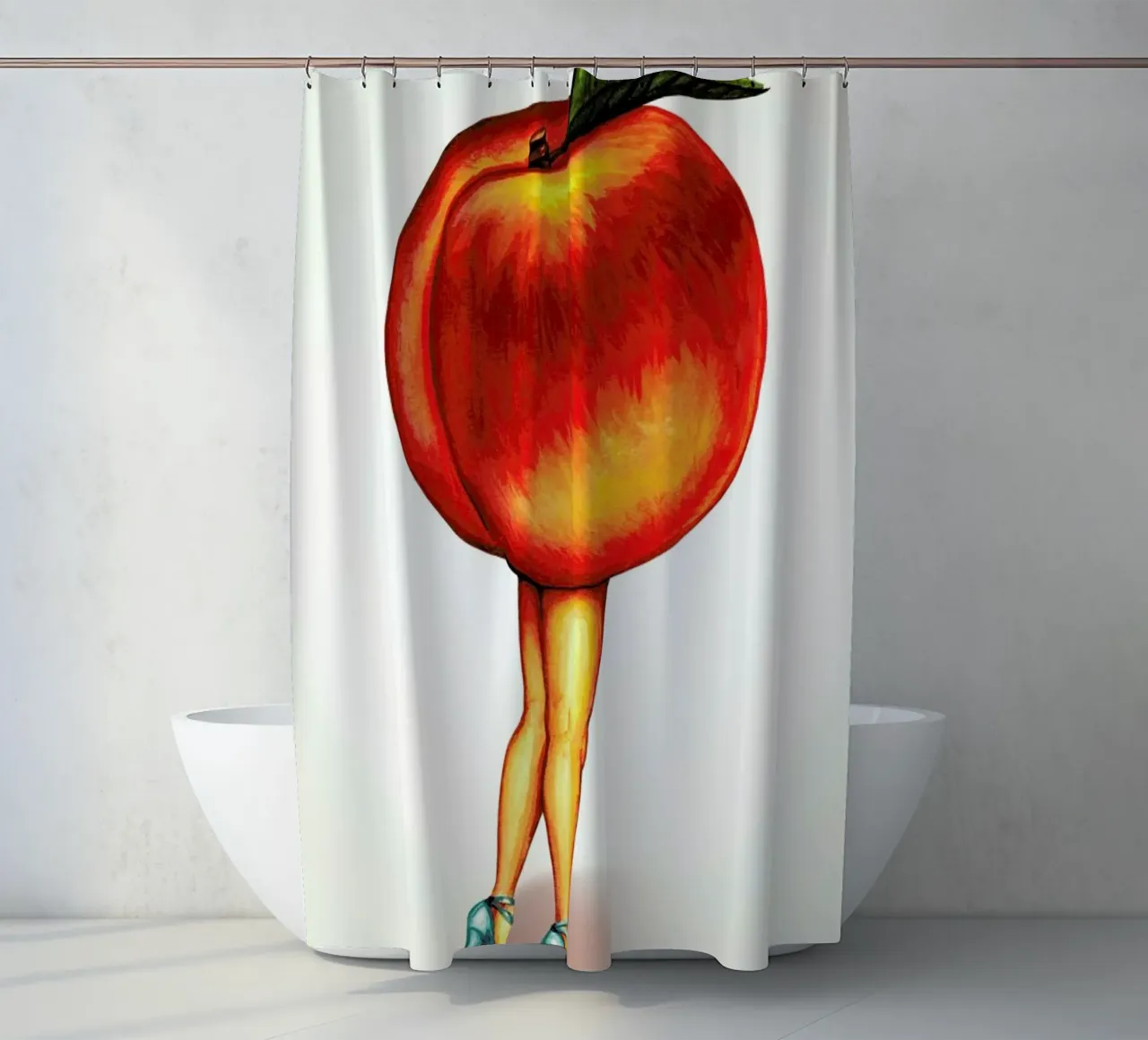 Fruit Stand - Peach shower curtain by Kelly Gilleran