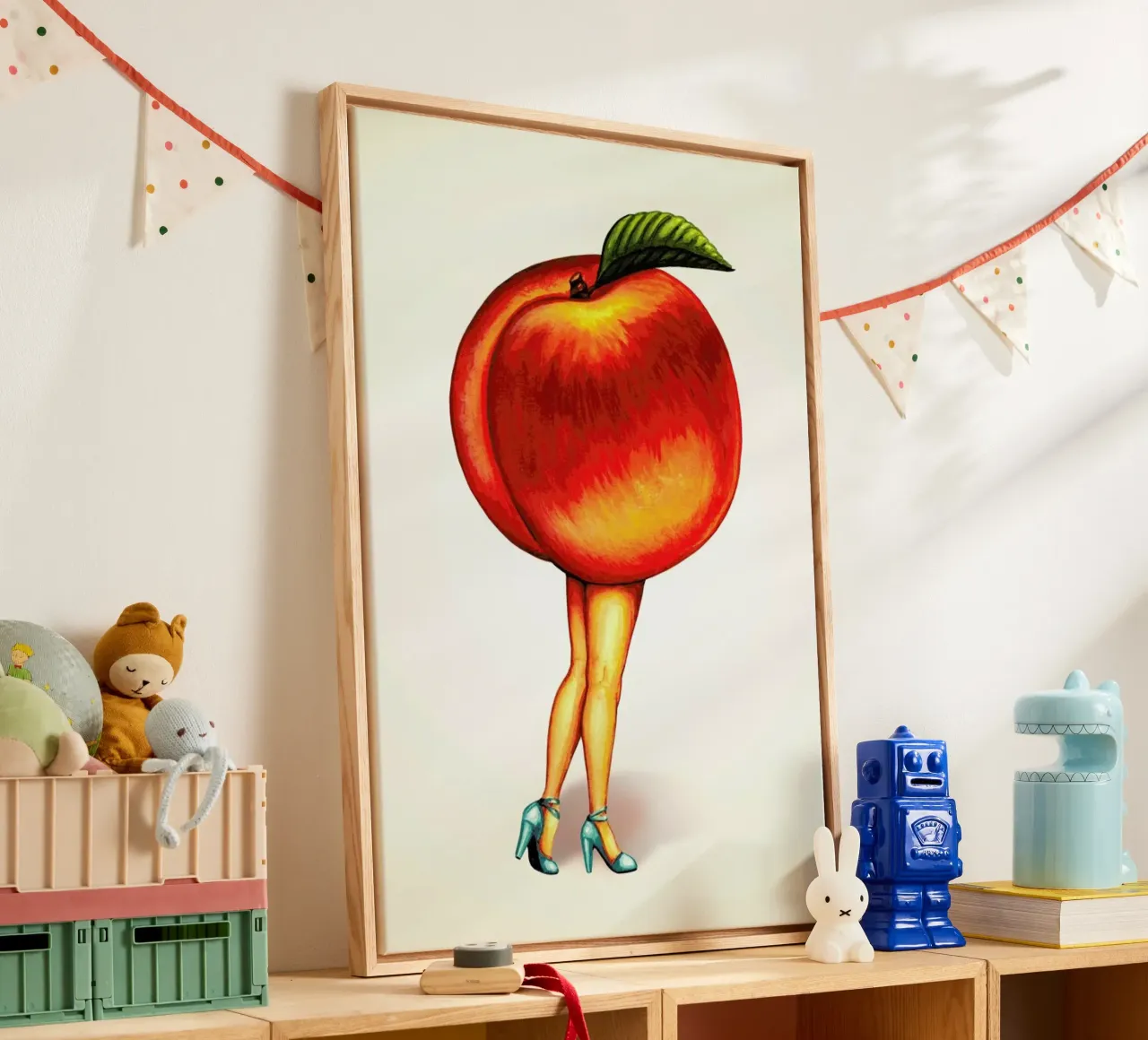 Fruit Stand - Peach tela con Cornice a cassetta da Kelly Gilleran