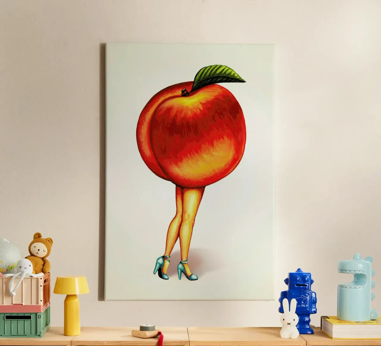 Fruit Stand - Peach tela con Cornice a cassetta da Kelly Gilleran